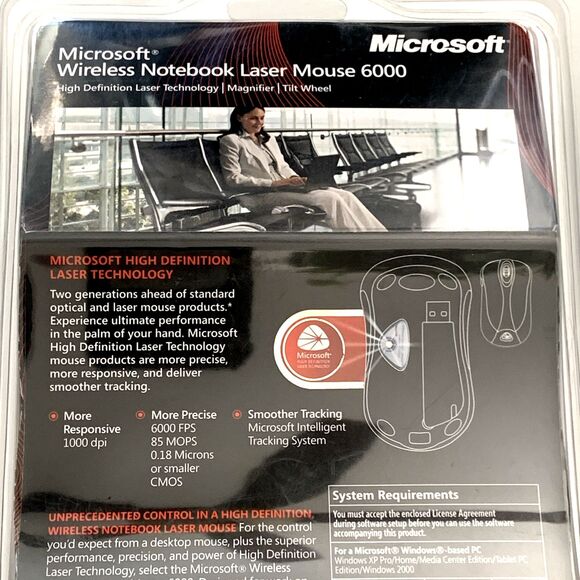 New Microsoft Wireless Notebook Laser Mouse 6000 Model 1054, 1051 (B5W-00006) - Picture 6 of 9